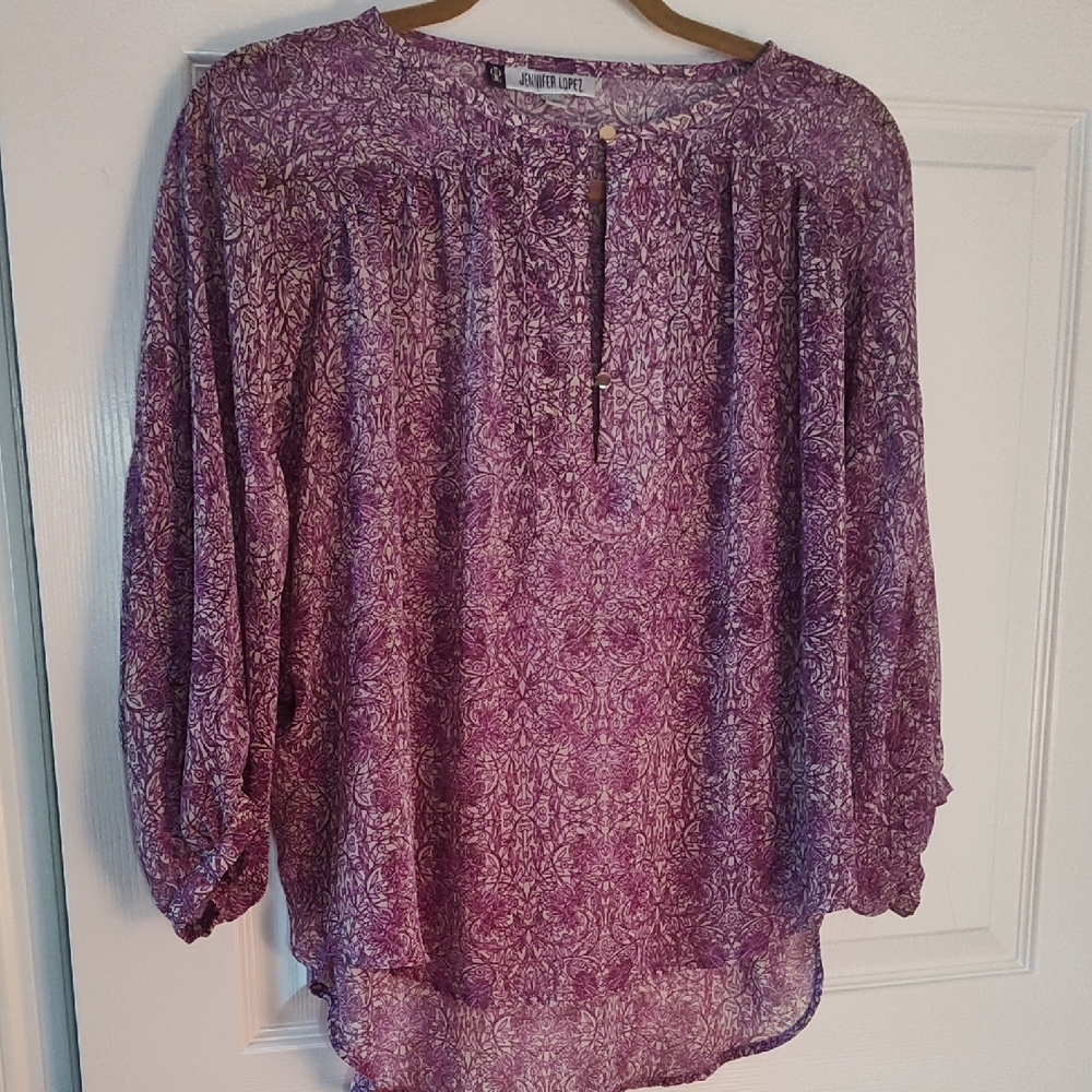 Jennifer Lopez Purple Patterned Blouse